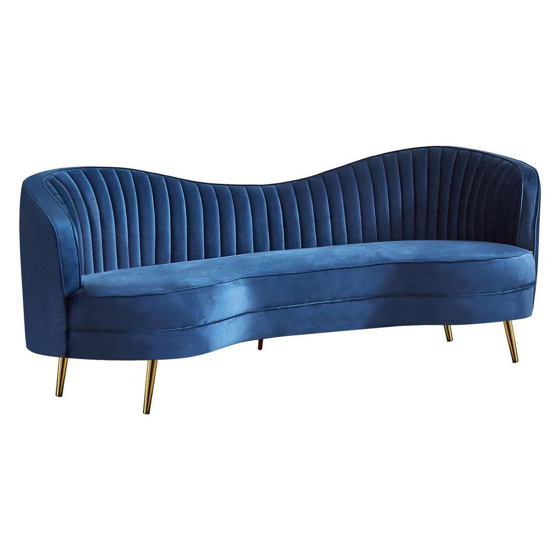 Sophia Upholstered Camel Back Sofa Blue 506861