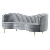 Sophia Upholstered Sofa with Camel Back Grey and Gold 506864