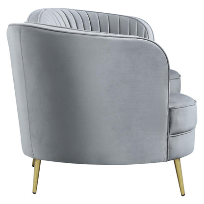 Sophia Upholstered Sofa with Camel Back Grey and Gold 506864