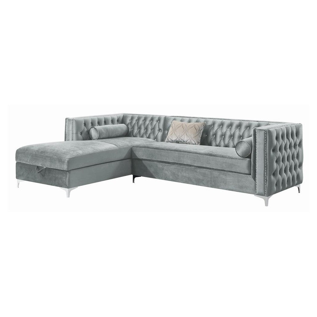 Bellaire Button-tufted Upholstered Sectional Silver 508280