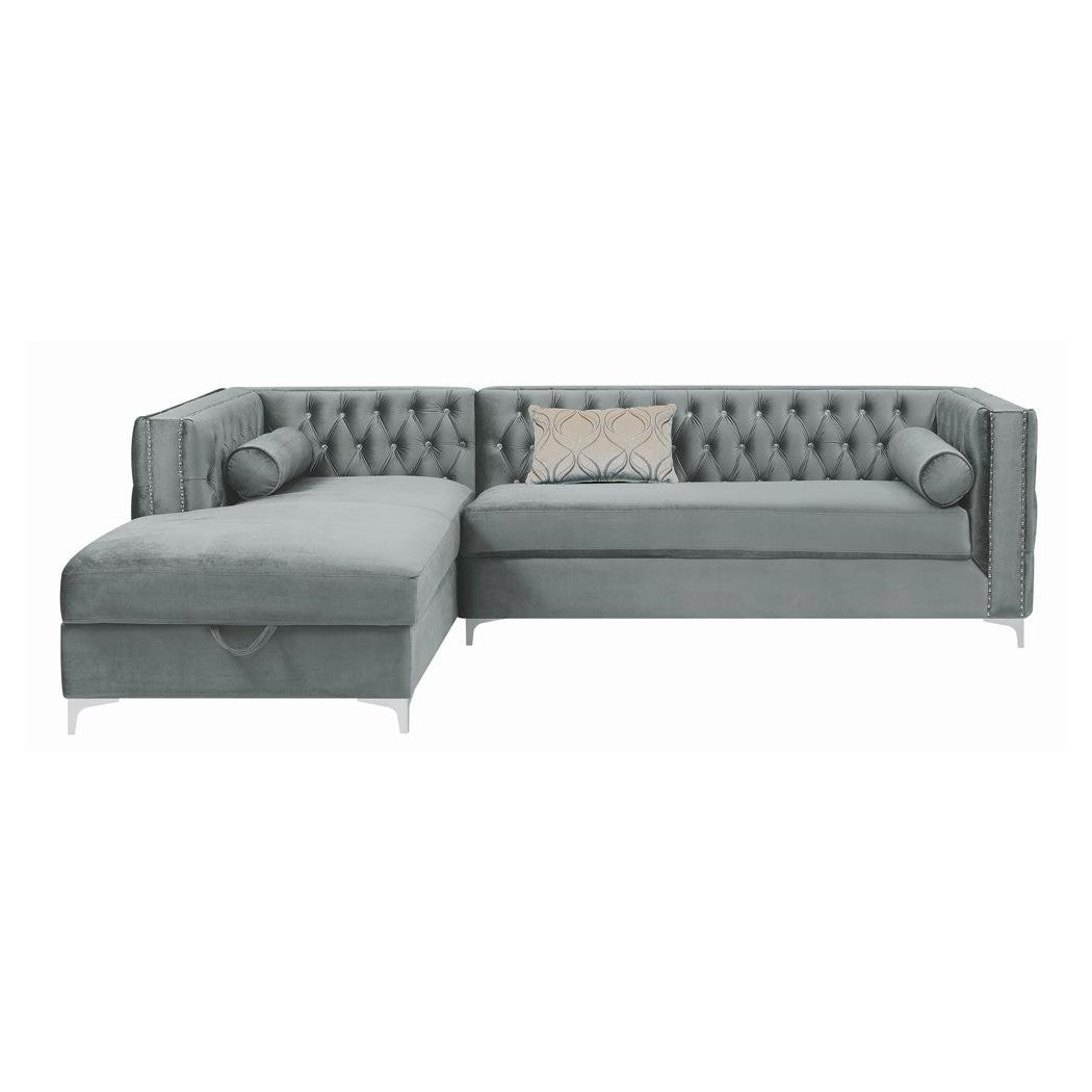 Bellaire Button-tufted Upholstered Sectional Silver 508280