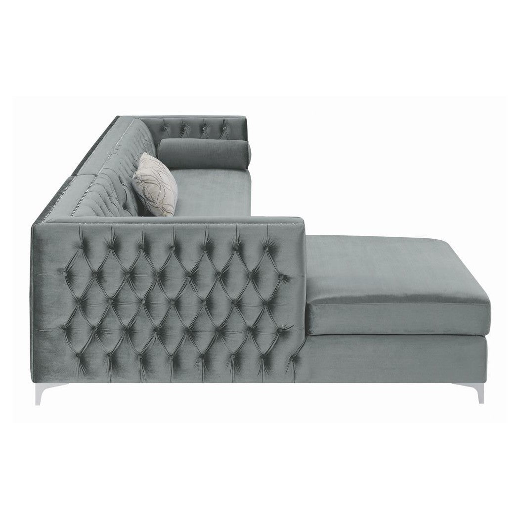 Bellaire Button-tufted Upholstered Sectional Silver 508280