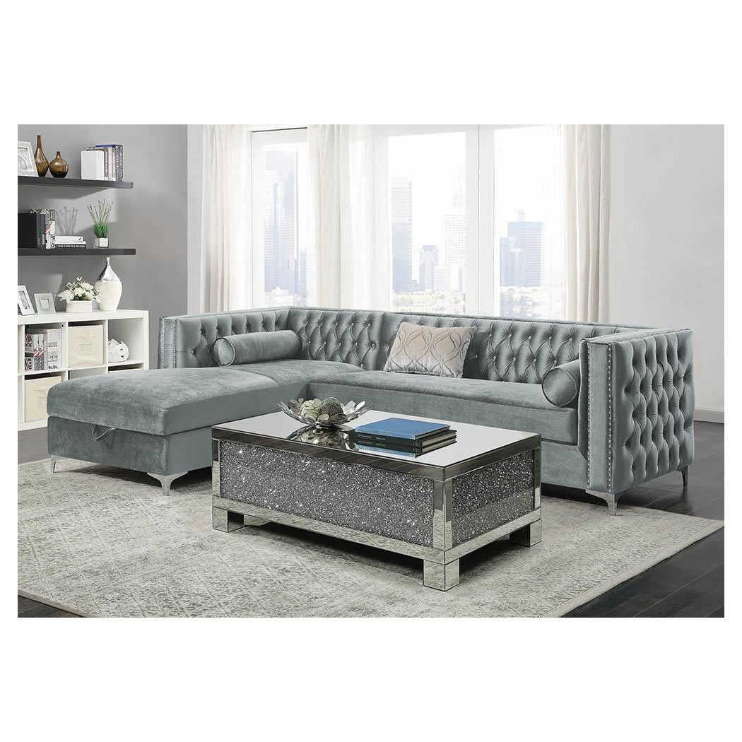 Bellaire Button-tufted Upholstered Sectional Silver 508280