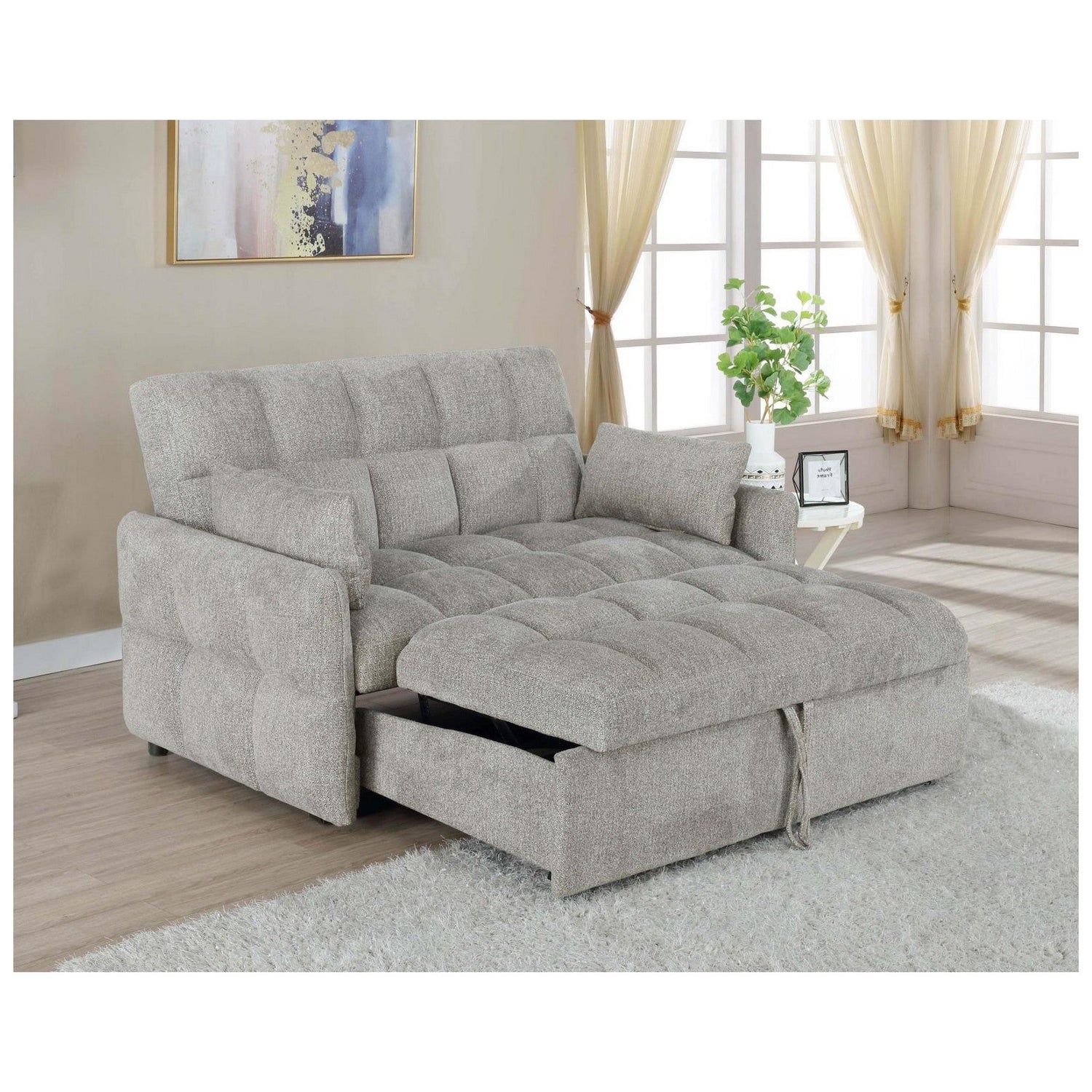 Cotswold Tufted Cushion Sleeper Sofa Bed Beige 508307