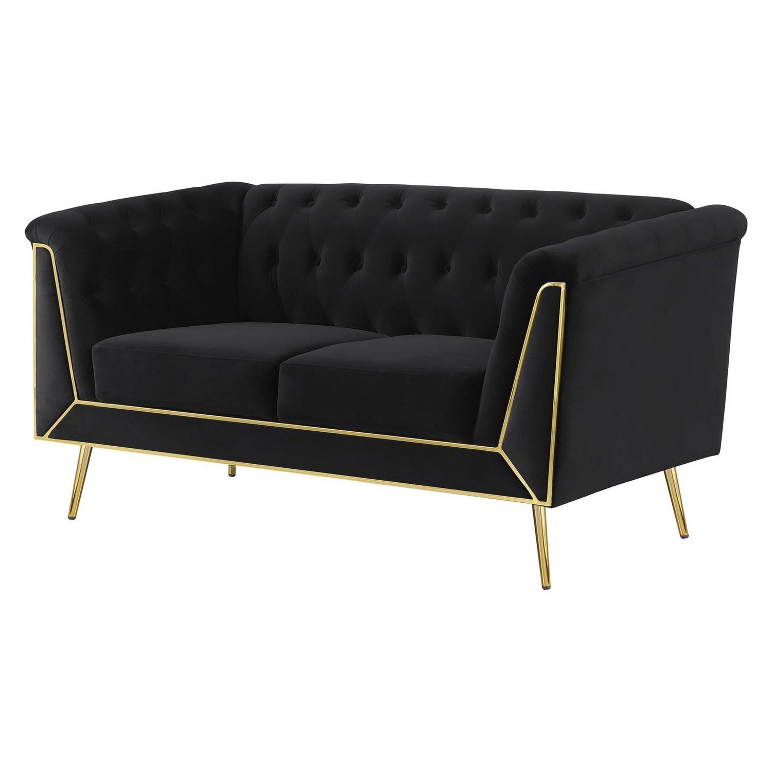 Holly Tuxedo Arm Tufted Back Loveseat Black 508442