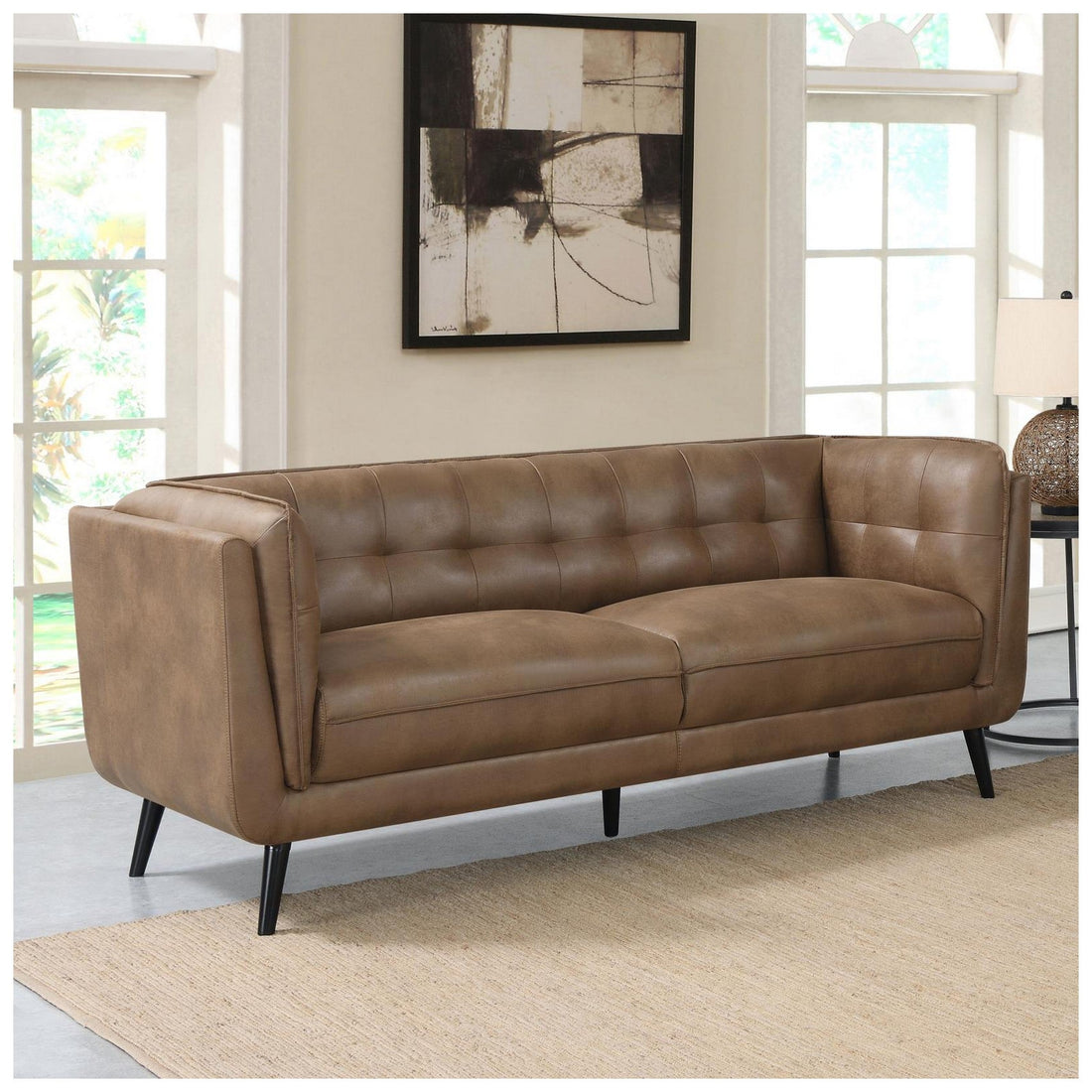 Thatcher Upholstered Button Tufted Sofa Brown 509421