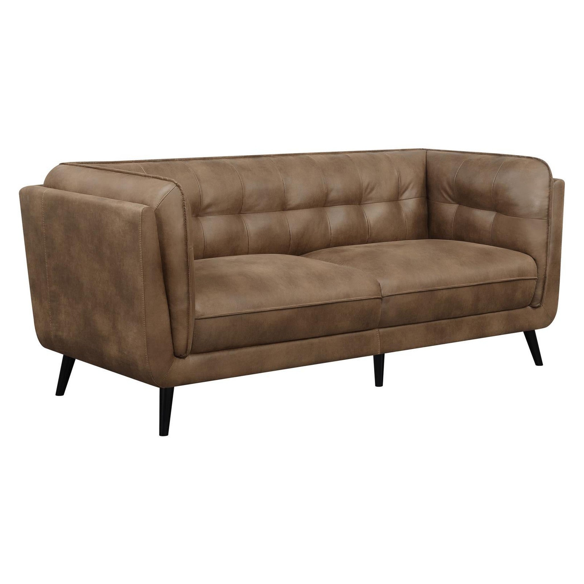 Thatcher Upholstered Button Tufted Sofa Brown 509421