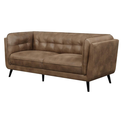 Thatcher Upholstered Button Tufted Sofa Brown 509421