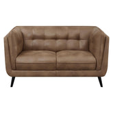 Thatcher Upholstered Button Tufted Loveseat Brown 509422