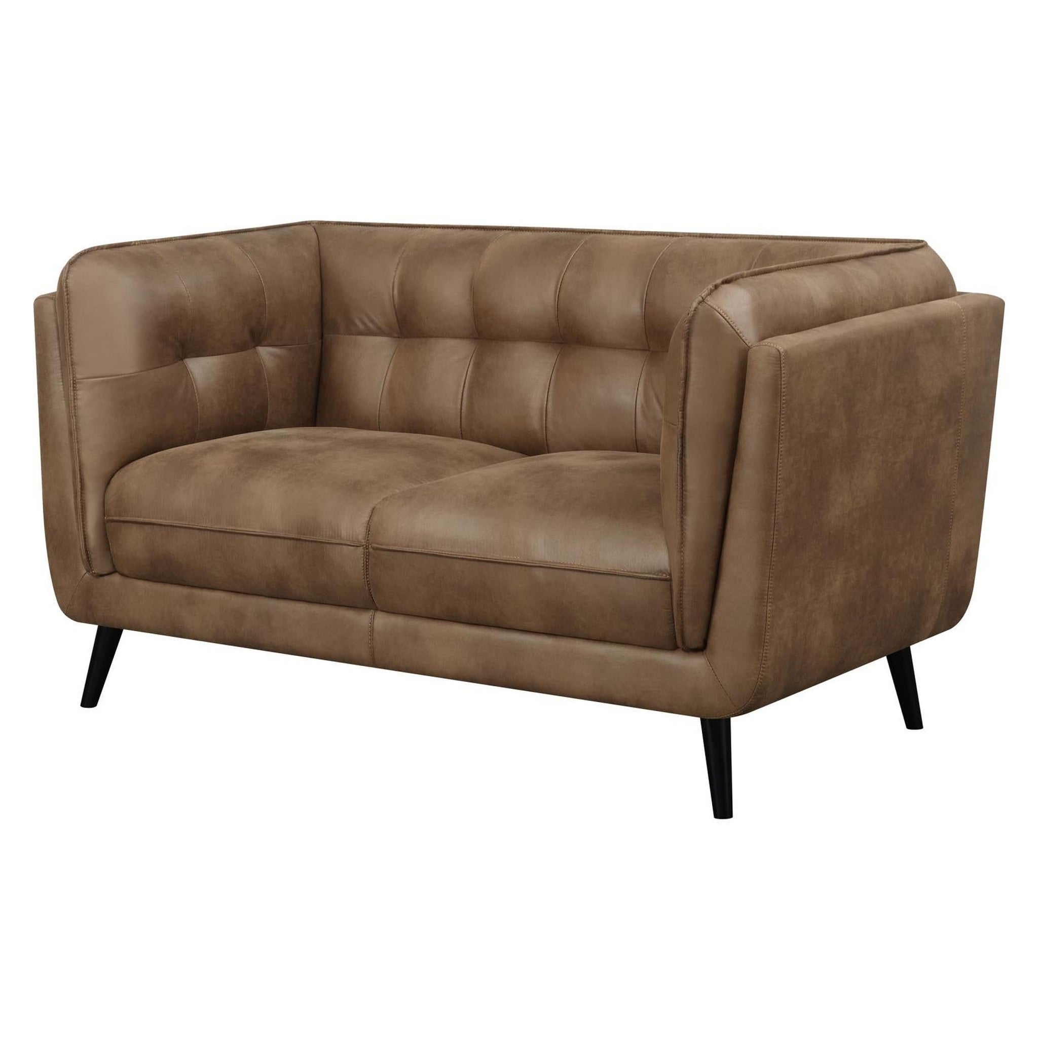 Thatcher Upholstered Button Tufted Loveseat Brown 509422