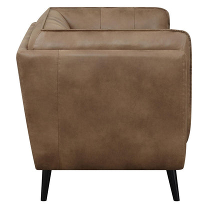 Thatcher Upholstered Button Tufted Loveseat Brown 509422