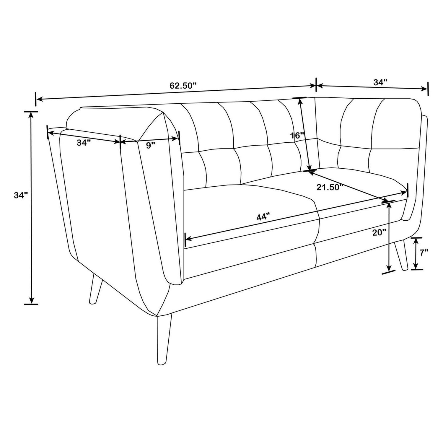 Thatcher Upholstered Button Tufted Loveseat Brown 509422