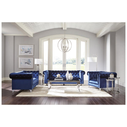 Bleker 3-piece Tuxedo Arm Living Room Set Blue 509481-S3