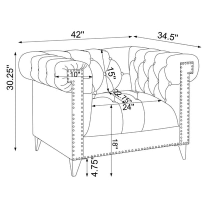 Bleker 3-piece Tuxedo Arm Living Room Set Blue 509481-S3