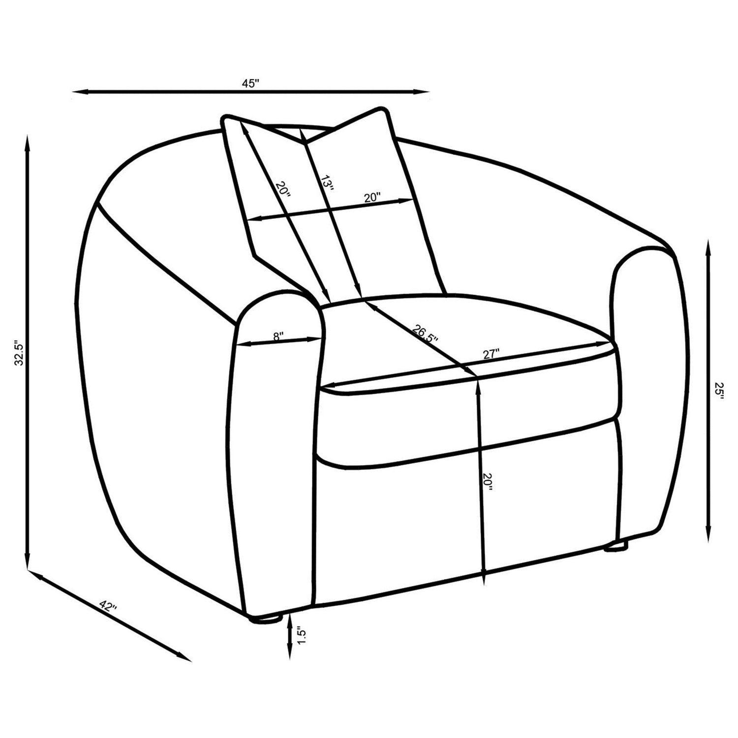 Isabella 3-piece Upholstered Tight Back Living Room Set White 509871-S3