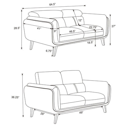 Shania 2-piece Track Arms Living Room Set Black 509921-S2