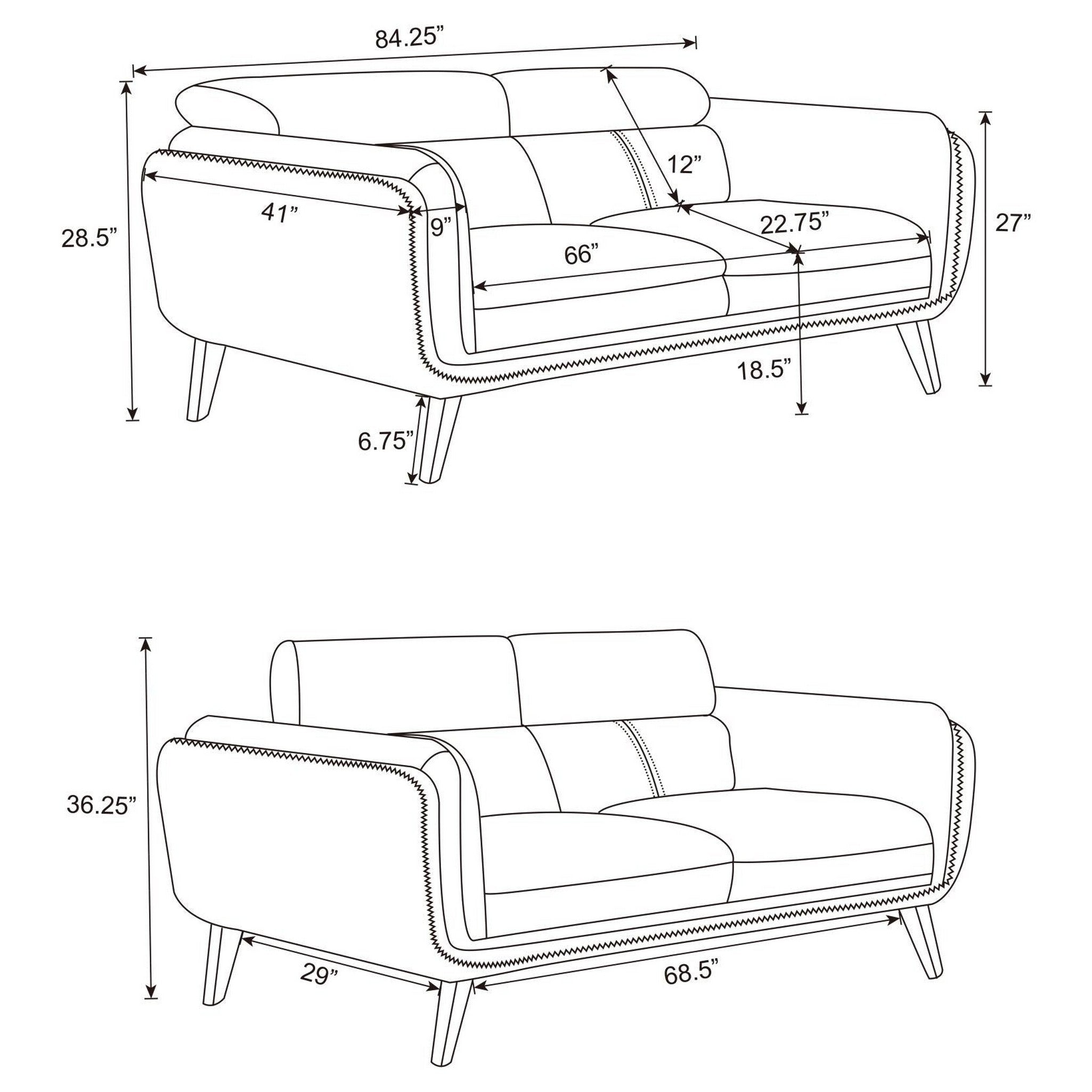 Shania 3-piece Track Arms Living Room Set Black 509921-S3