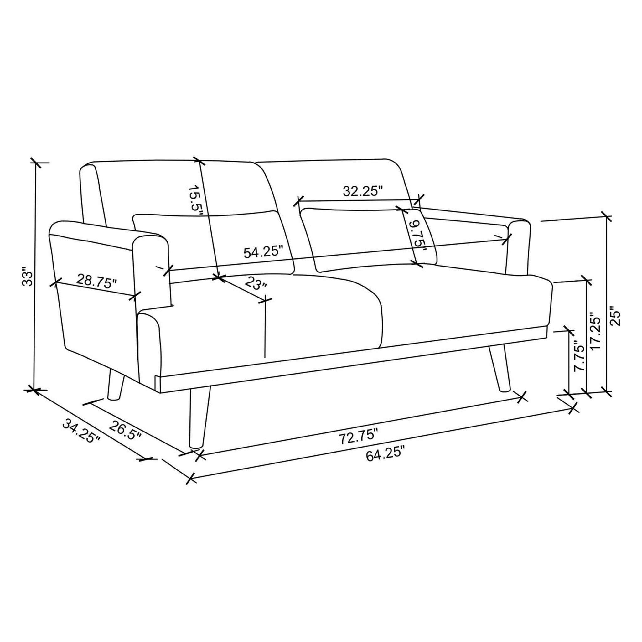 Blake Upholstered Loveseat with Track Arms Sharkskin and Dark Brown 511122