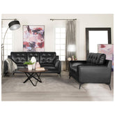 Moira Upholstered Tufted Living Room Set with Track Arms Black 511131-S2