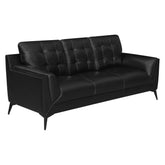 Moira Upholstered Tufted Living Room Set with Track Arms Black 511131-S2