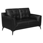 Moira Upholstered Tufted Living Room Set with Track Arms Black 511131-S3