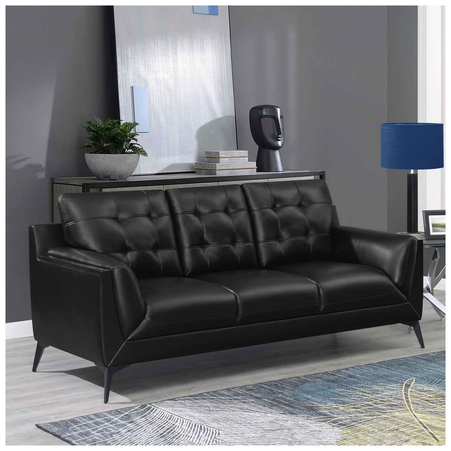 Moira Upholstered Tufted Sofa with Track Arms Black 511131