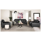 Moira Upholstered Tufted Sofa with Track Arms Black 511131