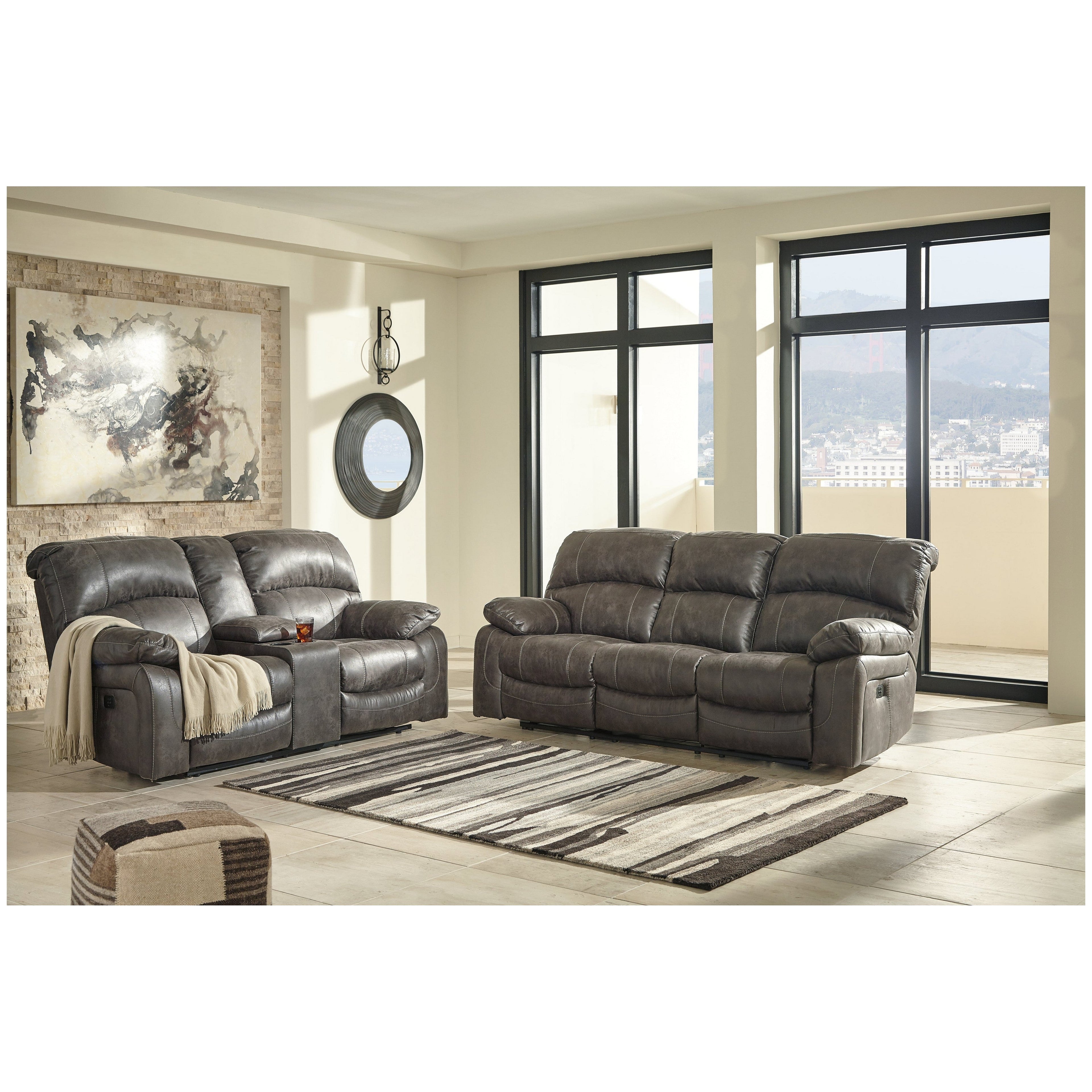 Dunwell Power Reclining Sofa and Loveseat Ash-51602U1