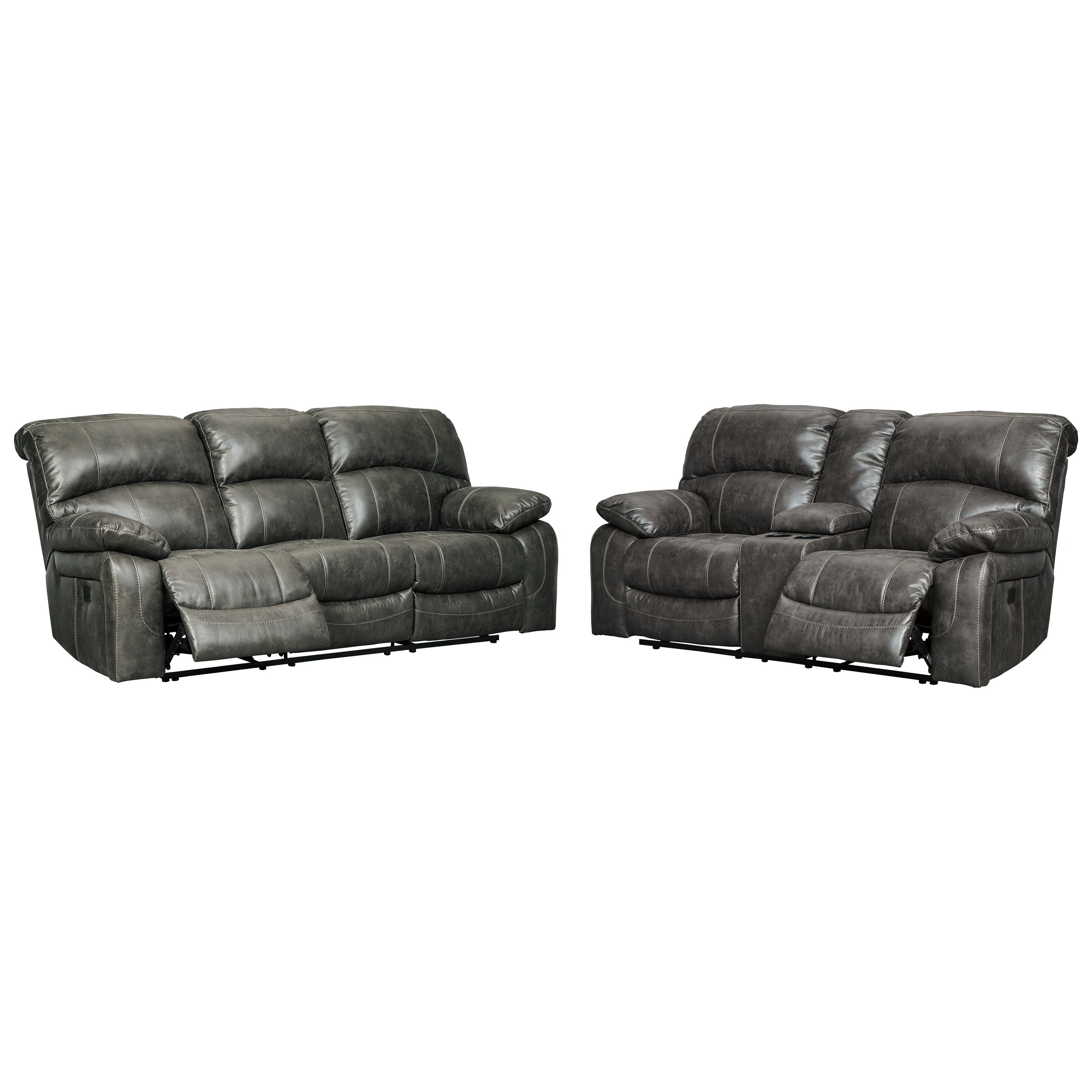 Dunwell Power Reclining Sofa and Loveseat Ash-51602U1