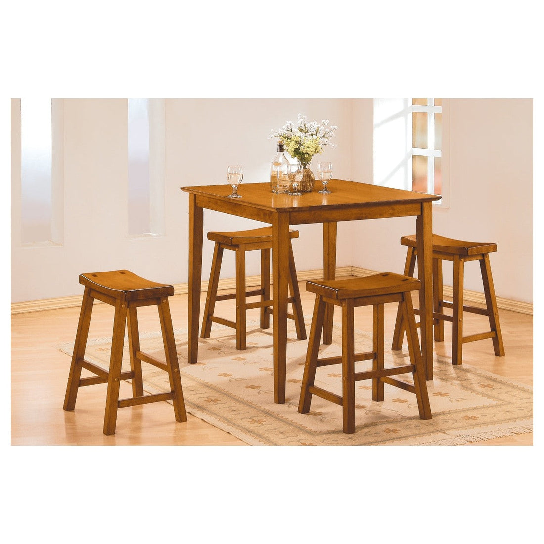 5PC PACK COUNTER HEIGHT SET, OAK FINISH 5302A