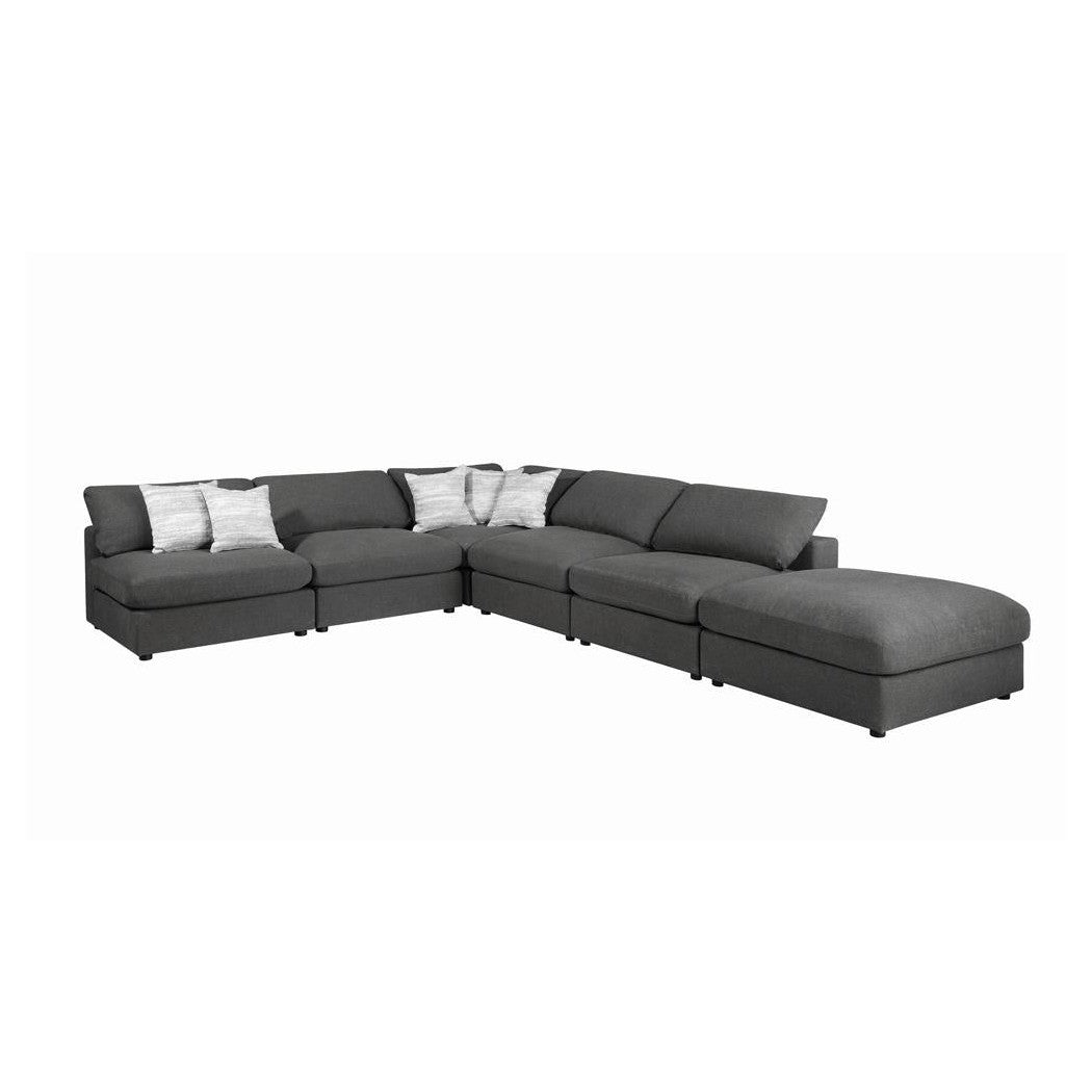 Serene Upholstered Rectangular Ottoman Charcoal 551326