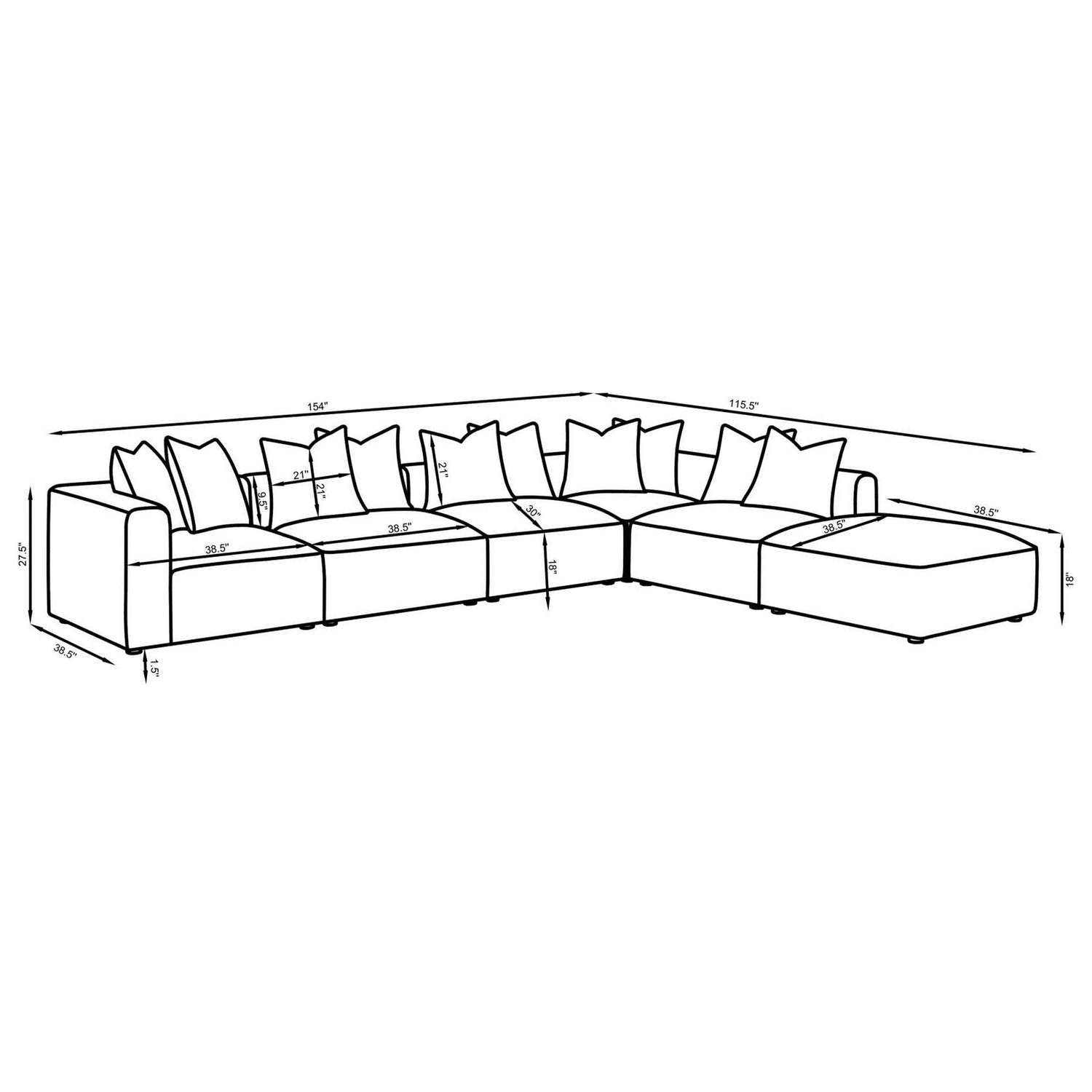 Jennifer 6-piece Upholstered Modular Sectional Terracotta 551591-SET