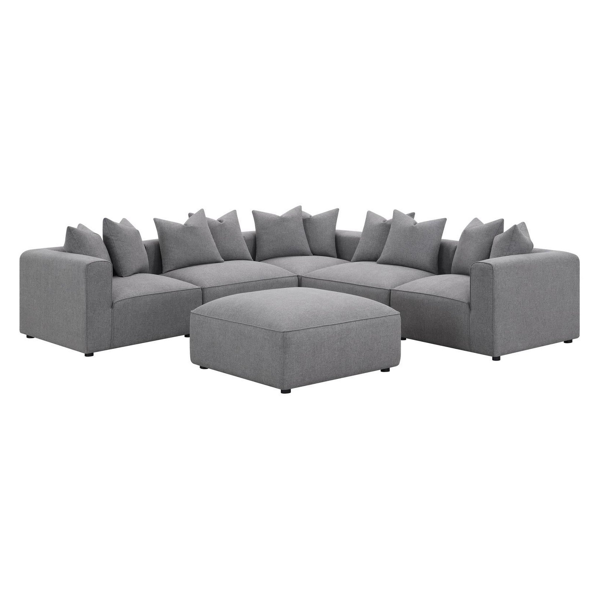 Jennifer Square Upholstered Ottoman Grey 551596