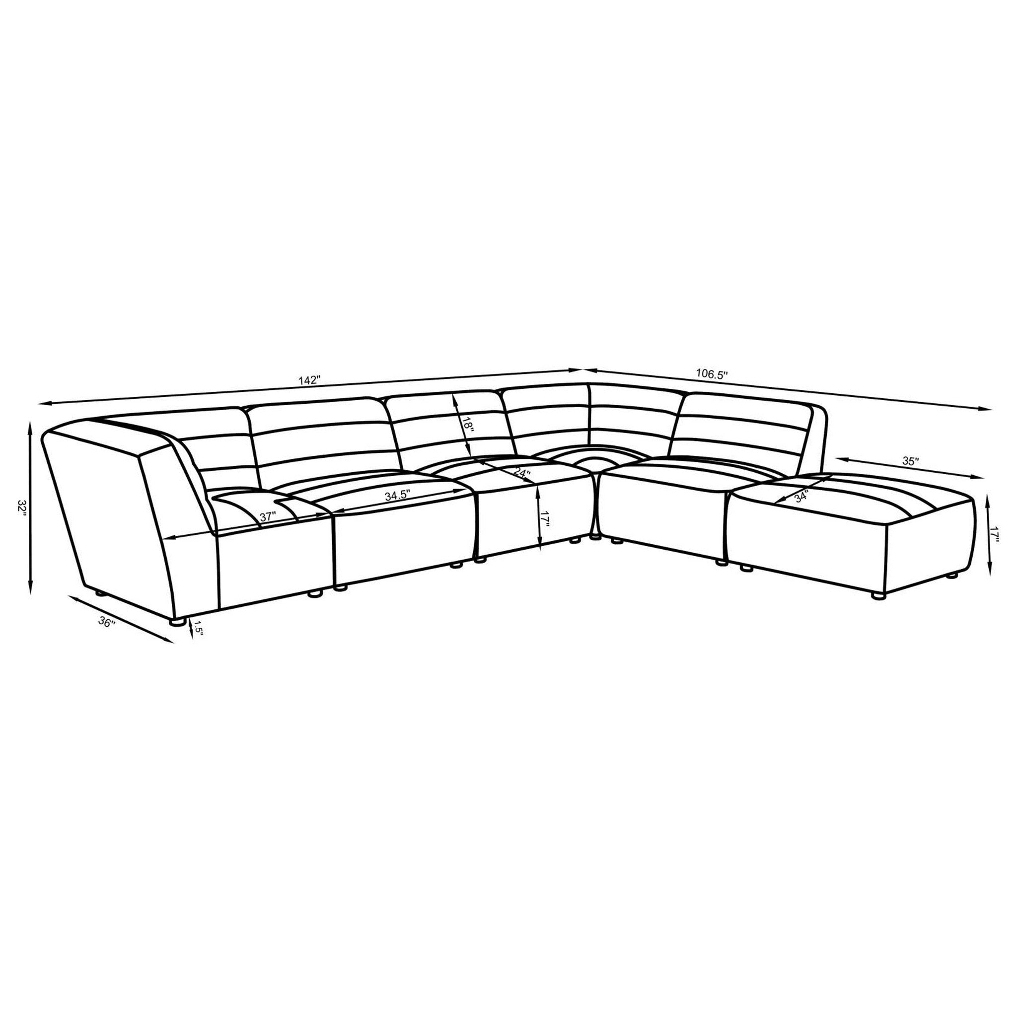 Sunny 6-piece Upholstered Sectional Natural 551621-SET