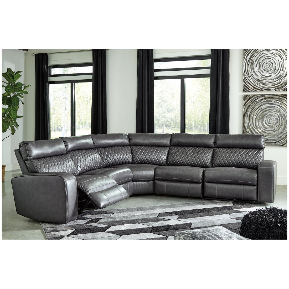 Samperstone 5-Piece Power Reclining Sectional Ash-55203S1