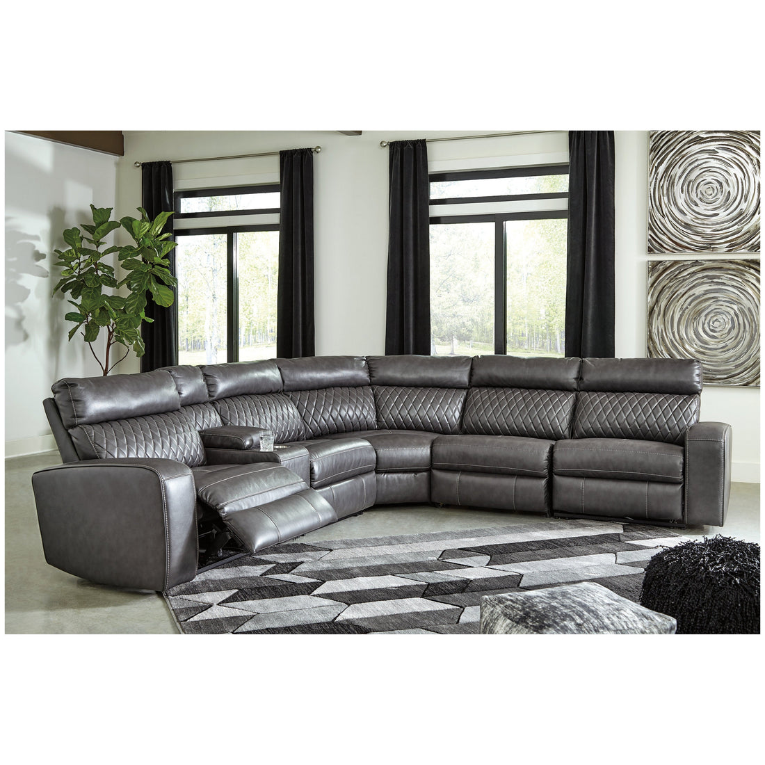 Samperstone 6-Piece Power Reclining Sectional Ash-55203S2