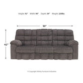 Acieona Reclining Sofa with Drop Down Table Ash-5830089