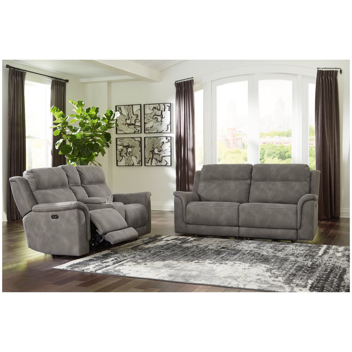 Next-Gen DuraPella Power Reclining Sofa and Loveseat Ash-59301U1