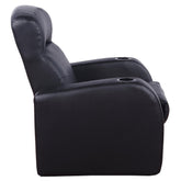 Cyrus Upholstered Recliner Living Room Set Black 600001-S3B