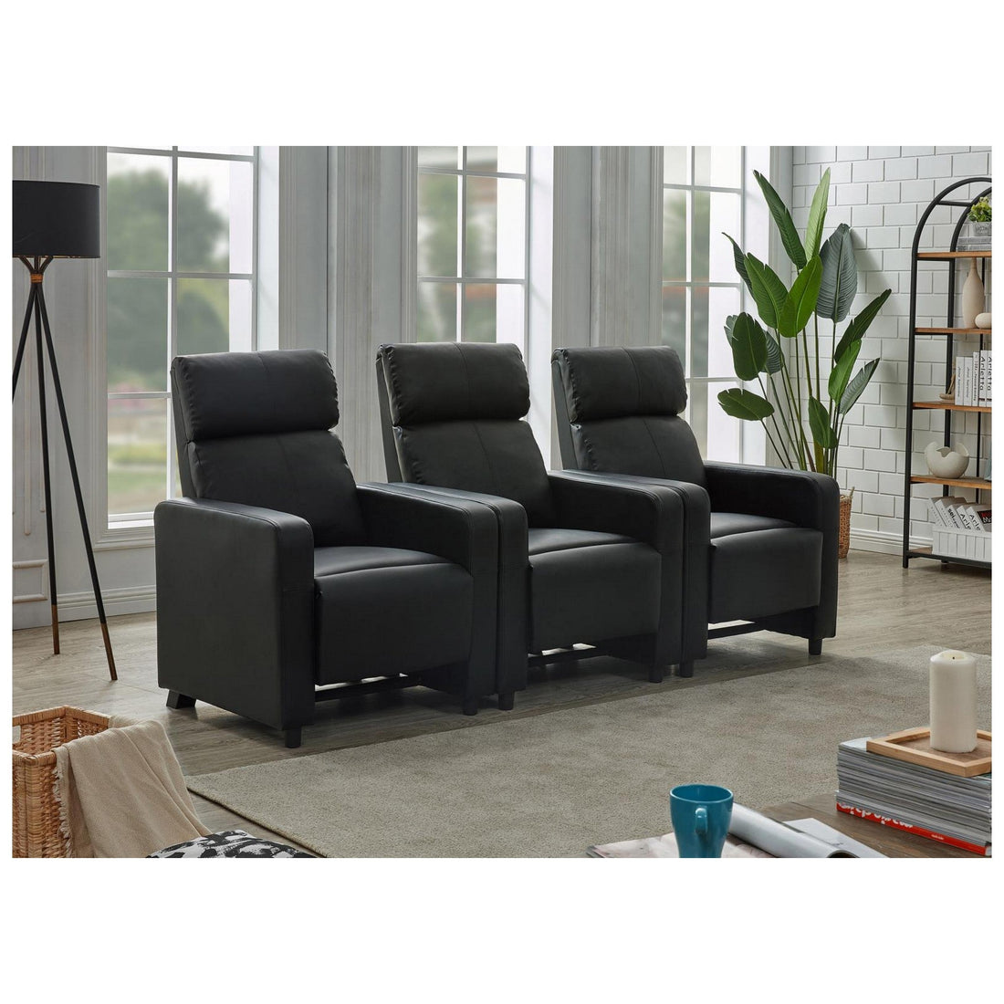 Toohey Upholstered Tufted Recliner Living Room Set Black 600181-S3B