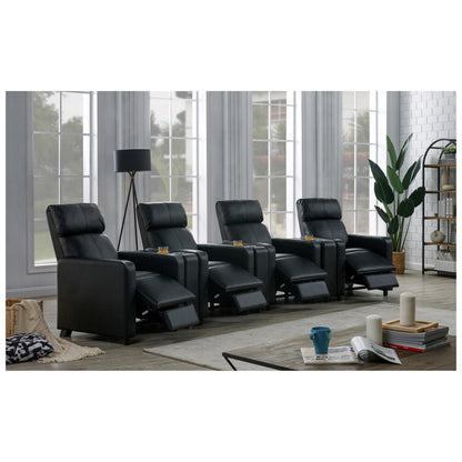 Toohey Upholstered Tufted Recliner Living Room Set Black 600181-S4A