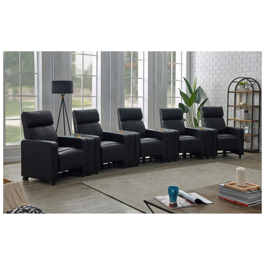 Toohey Upholstered Tufted Recliner Living Room Set Black 600181-S5A