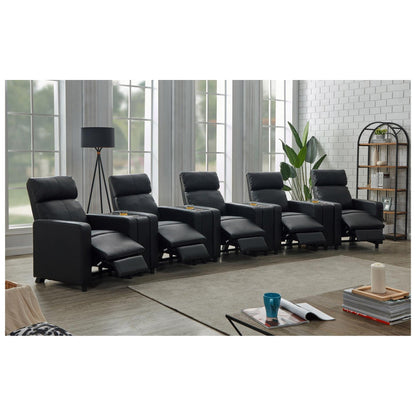 Toohey Upholstered Tufted Recliner Living Room Set Black 600181-S5A