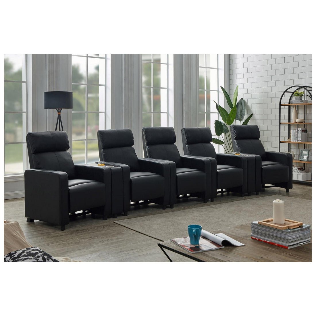 Toohey Upholstered Tufted Recliner Living Room Set Black 600181-S5B