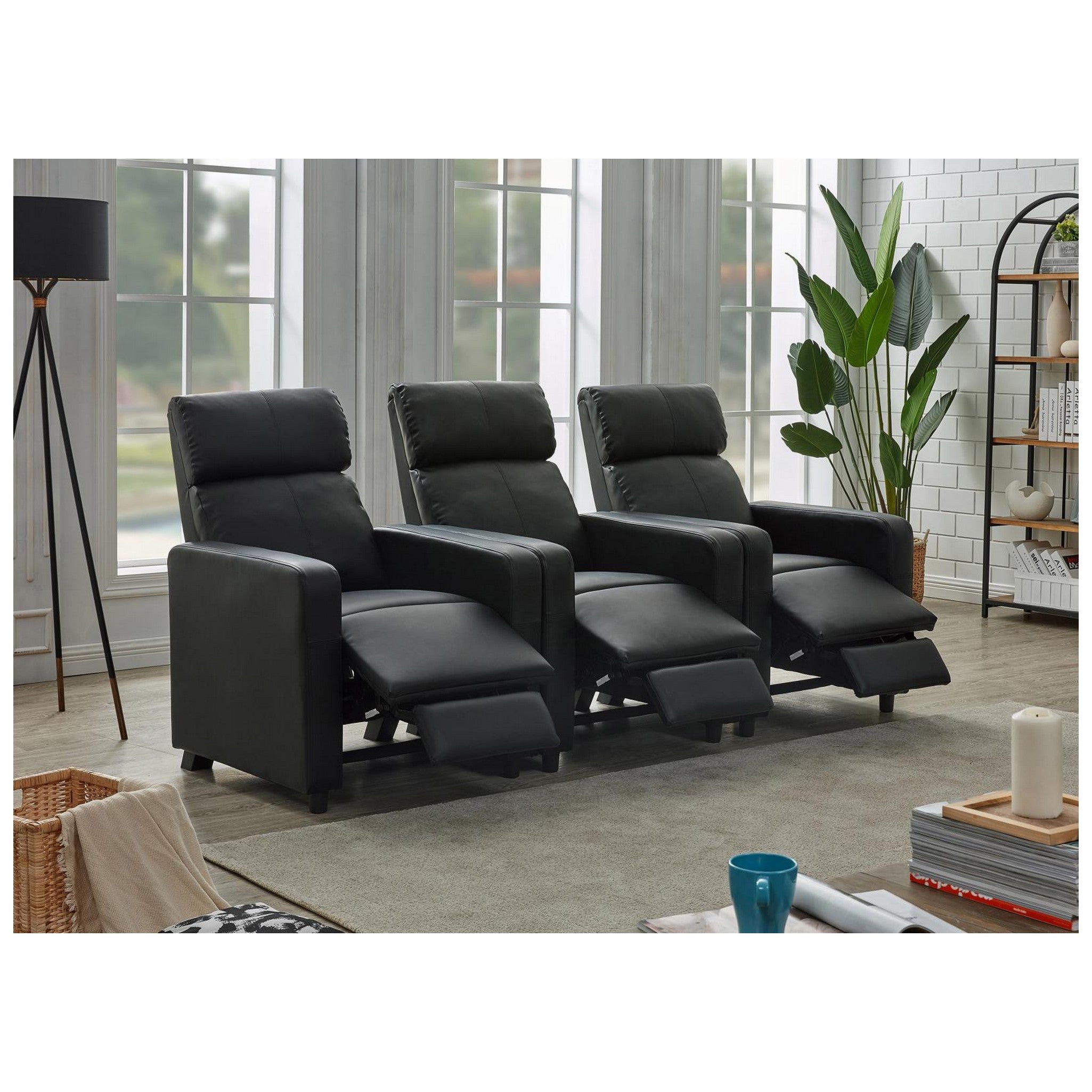 Black push best sale back recliner