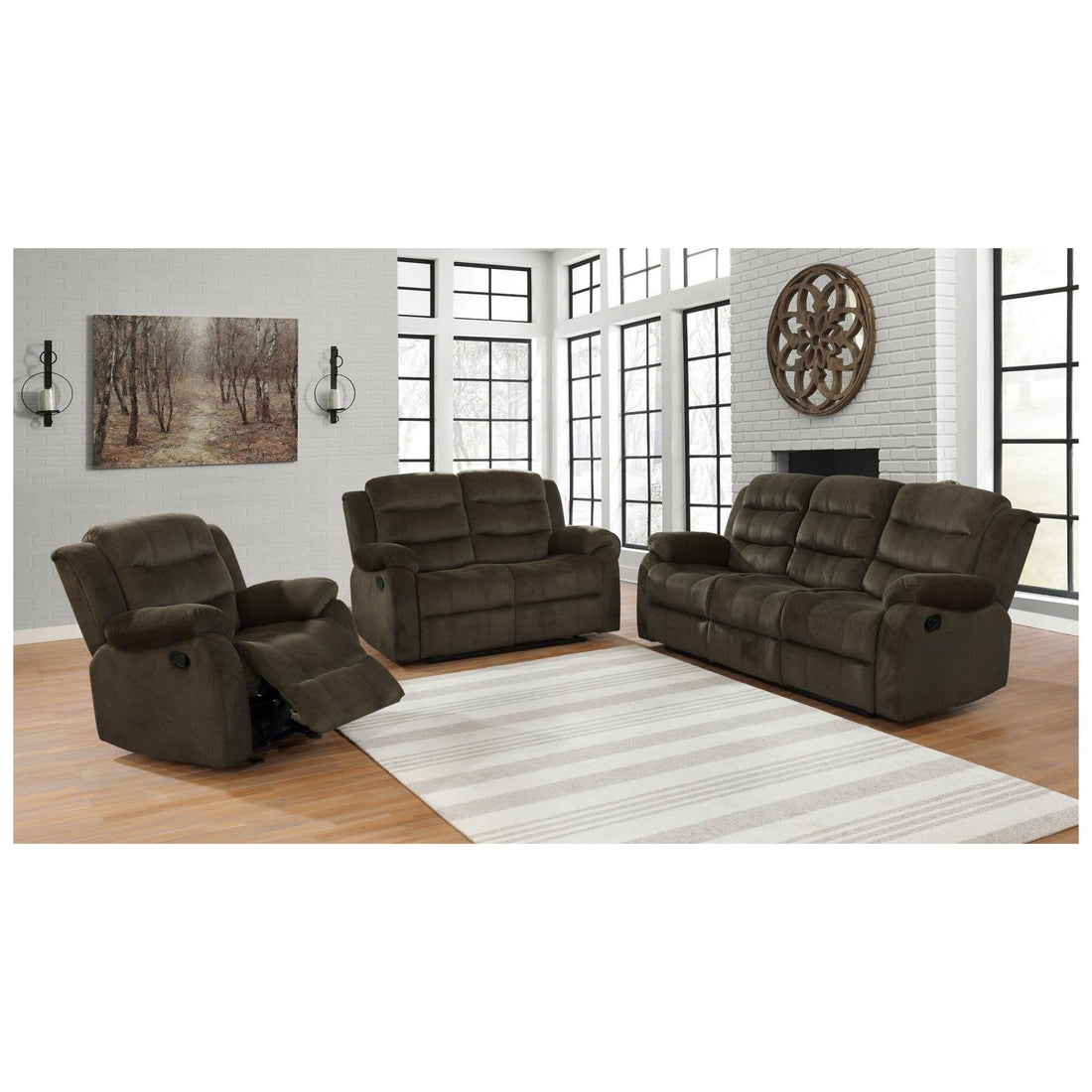 Rodman Upholstered Tufted Living Room Set Olive Brown 601881-S3