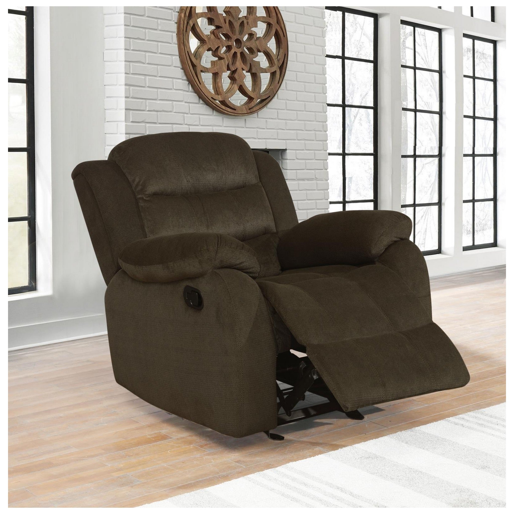 Rodman Upholstered Glider Recliner Chocolate 601883