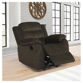 Rodman Upholstered Glider Recliner Chocolate 601883