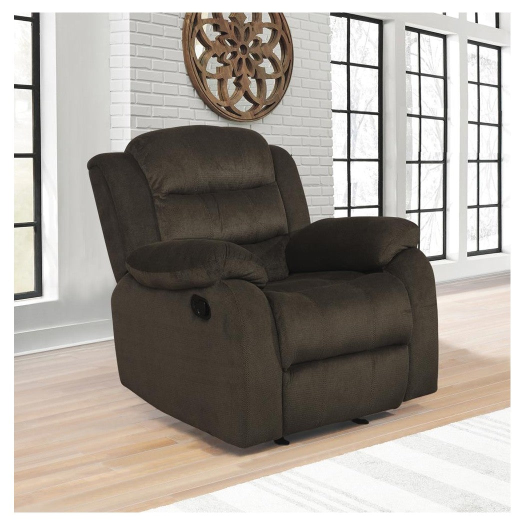 Rodman Upholstered Glider Recliner Chocolate 601883