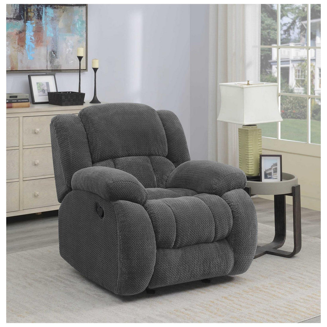 Weissman Upholstered Glider Recliner Charcoal 601923